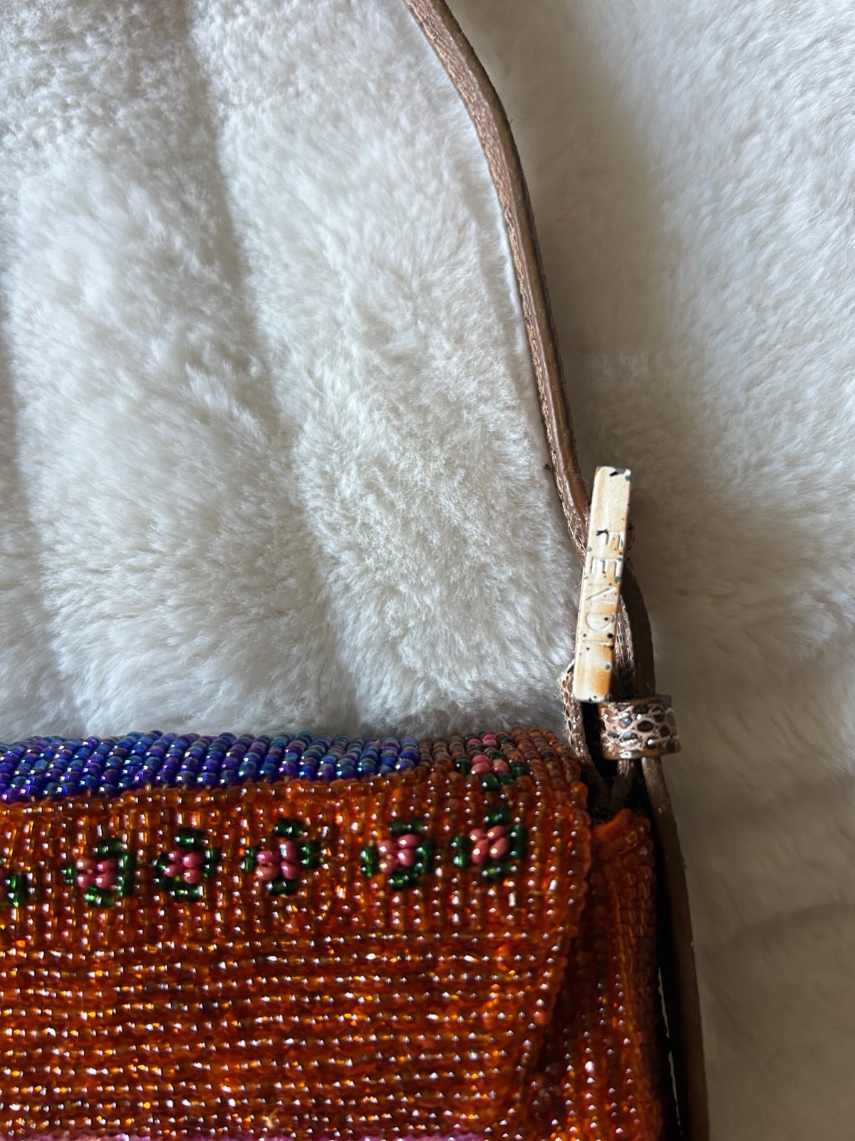 Fendi-Style Multicolor Beaded Baguette Bag | Authenticity Unverified