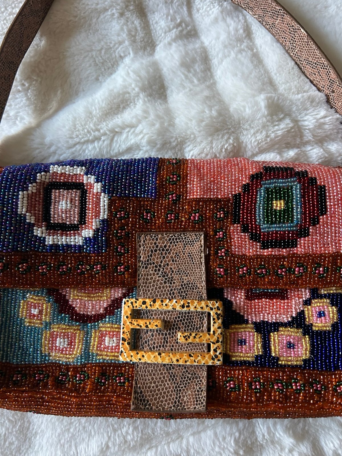 Fendi-Style Multicolor Beaded Baguette Bag | Authenticity Unverified