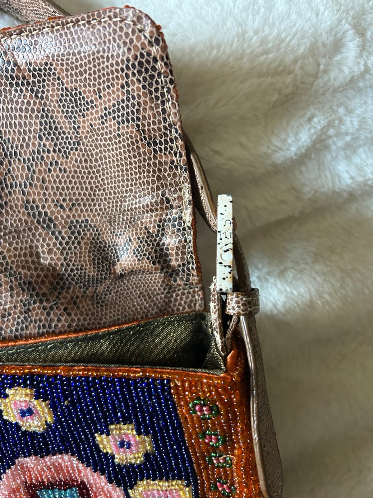 Fendi-Style Multicolor Beaded Baguette Bag | Authenticity Unverified